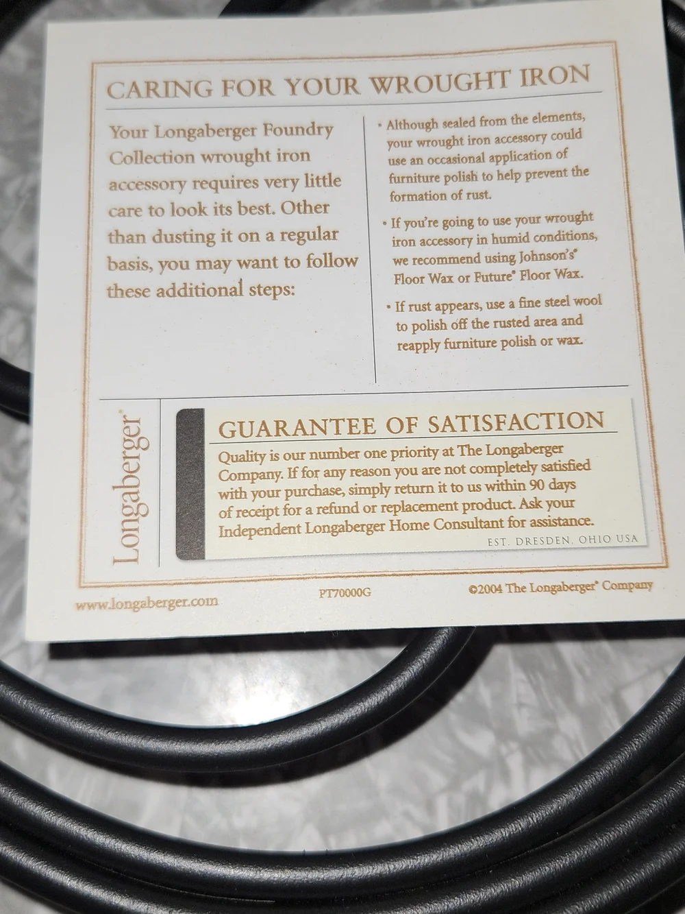 Longaberger Black Decorative Metal Trivet